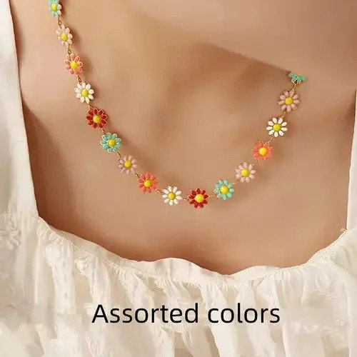 Joyas X3 Kit  Margaritas | Collar + Manilla + Aretes Mujer