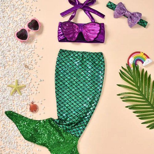 Disfraz De Sirena Niñas Vestido De Baño Traje La Sirenita Disfraces Niñas