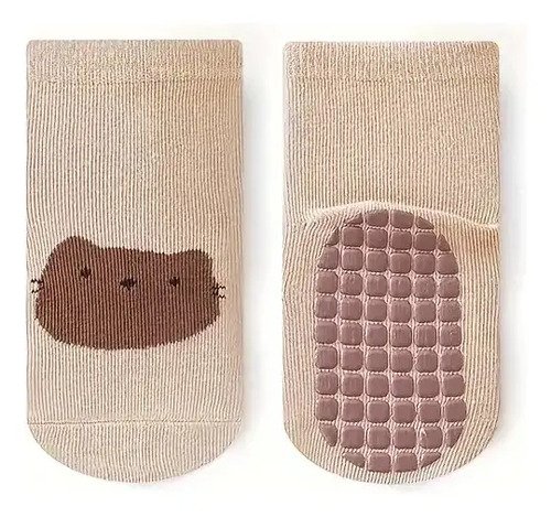 Kit 3 Pares Medias Calcetines Antideslizantes Algodón Niños Varios Estampado L (3 A 5 Años)