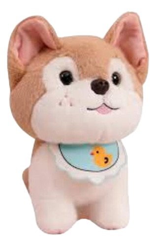 Peluche Lobo Perro Con Babero 16cm - Suave Y Divertido Marrón