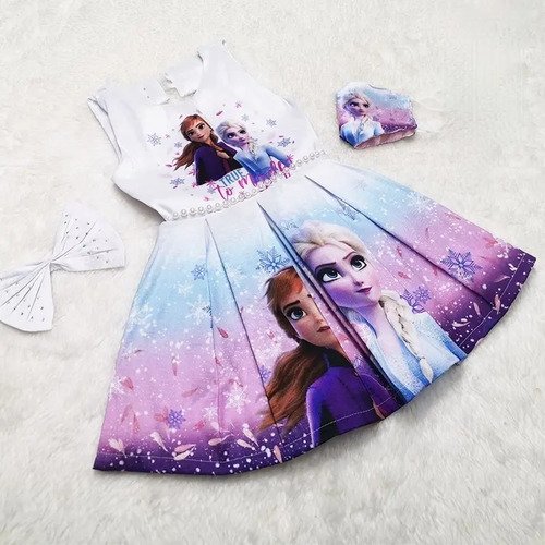 D_927665-MCO42145709142_062020-O.jpg Vestido Niña Elsa Frozen Ropa Niñas Disney Con Tapabocas