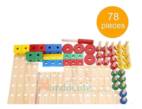 Fichas De Armar Madera Tuercas Juguete Educativo Montessori 78