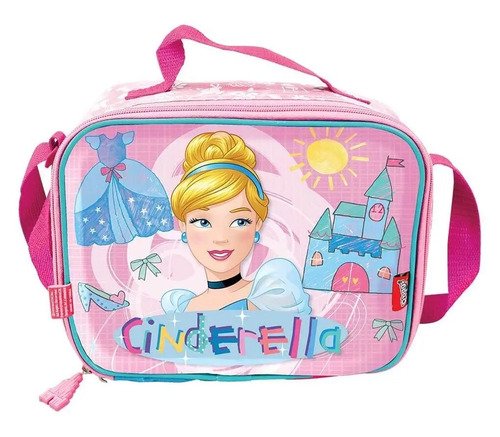 Combo Maleta Morral Rueda Lonchera Niña Princesa Cenicienta Rosa