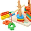 Juego Torres Madera Insertar Figuras Geométricas Montessori Multicolor