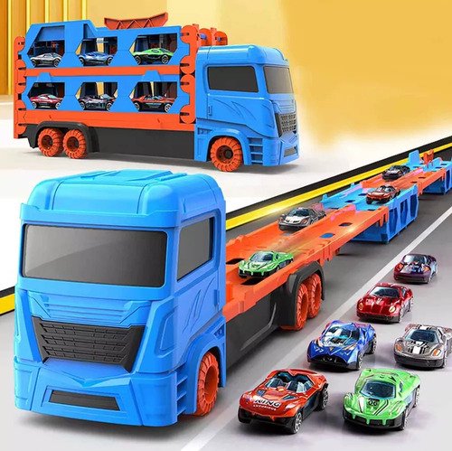 Camión Organizador De Carros Para Niñosjuguete Espectacular Azul