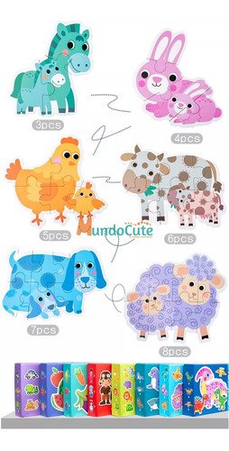 3 Rompecabezas Kit Bebés Madera Montessori Niños