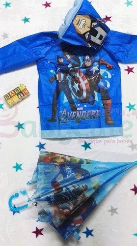 Kit Lluvia Niños Capa Impermeable Paraguas Sombrilla Niñas  Blanco
