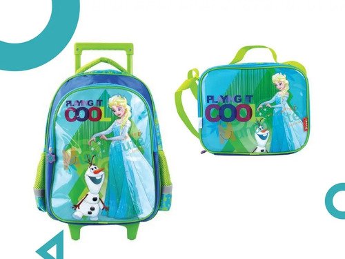 Combo Maleta Grande Frozen Ruedas + Lonchera Original