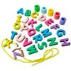 Juego Enhebrar Madera Fichas Abecedario Números Montessori