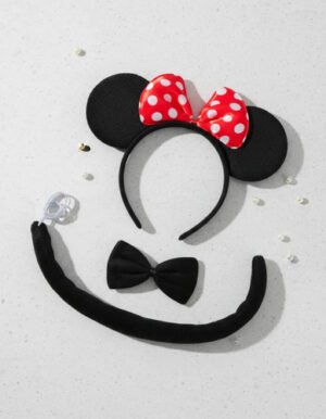Diadema Minnie Mouse Con Orejas Y Moño Rojo Negro