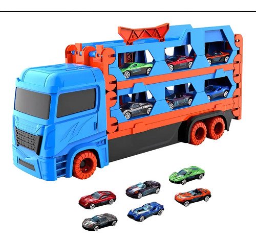 Camión Organizador De Carros Para Niñosjuguete Espectacular Azul