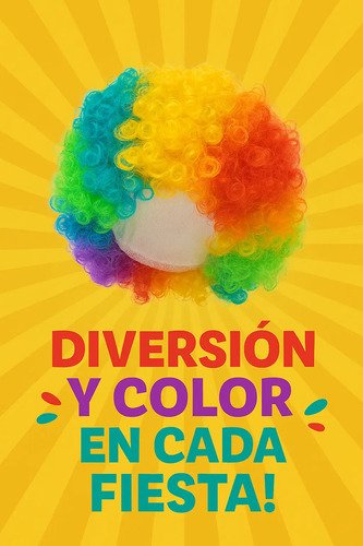 Peluca Afro Payaso Colores Con Nariz Disfraz Halloween Varios