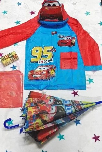 Kit Lluvia Niños Capa Impermeable Paraguas Sombrilla Niñas  Blanco