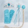 Kit Frozen Disfraz Elsa 4 Accesorios Trenza, Varita, Corona, Guantes Agua Única