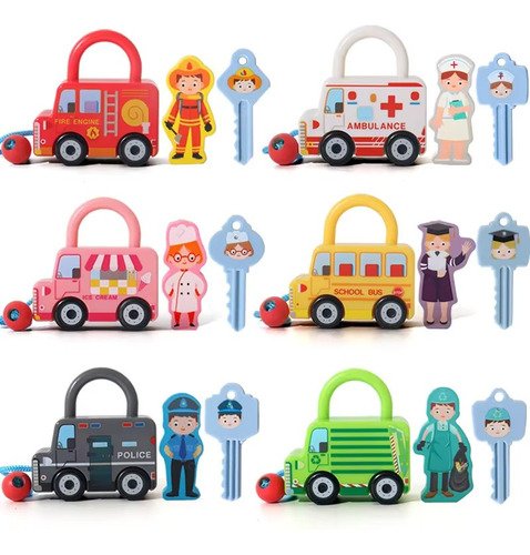 Set Montessori Juego De 6 Candados De Carro Con Llaves