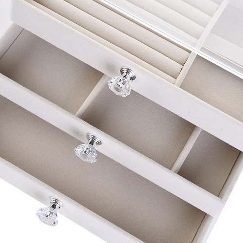 D_946181-MCO83342075253_032025-O.jpg Joyero De 3 Niveles Tapa Transparente Organizador Accesorios Blanco