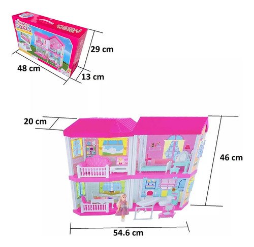 Casita Grande Muñecas Tipo Barbie Casa Juguetas Alta Calidad Fucsia