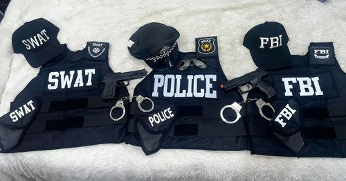 Disfraz Fbi Accesorios Policía Para Cosplay Set Completo Con Chaleco, Gorra Y Accesorios!