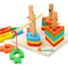 Juego Torres Madera Insertar Figuras Geométricas Montessori Multicolor