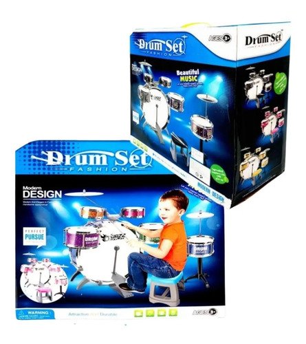 Bateria Juguete Niños Sonidos Completa Mini Azul