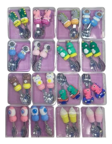 Set De Cubiertos Viajeros X 2 Unidades Con Estuche Para Niño