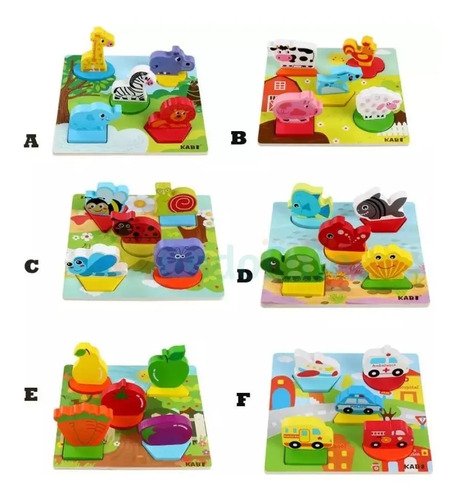 D_950384-MCO42132342697_062020-O.jpg Rompecabezas X2 En 3d Bebés Juguetes Montessori Madera