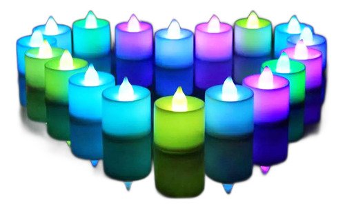 Set De 12 Velas Led De Diferentes Colores - Con Baterias Crema
