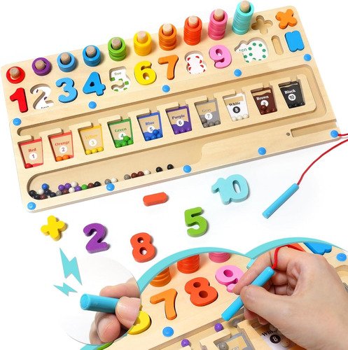 Tablero Didáctico Multifuncional Aprendizaje3 En 1 En Madera