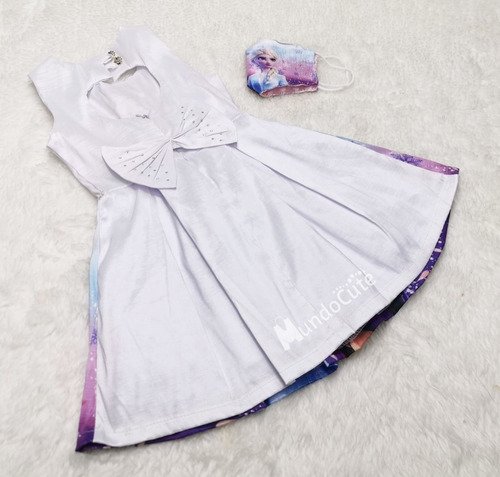 D_953392-MCO42199324093_062020-O.jpg Vestido Niña Elsa Frozen Ropa Niñas Disney Con Tapabocas