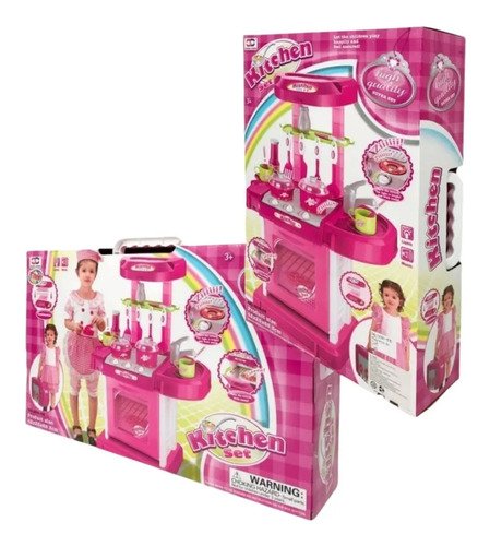 D_953982-MCO52679280827_122022-O.jpg Set Cocina Kitchen Infantil Rosa Completo Estufa Horno Fucsia
