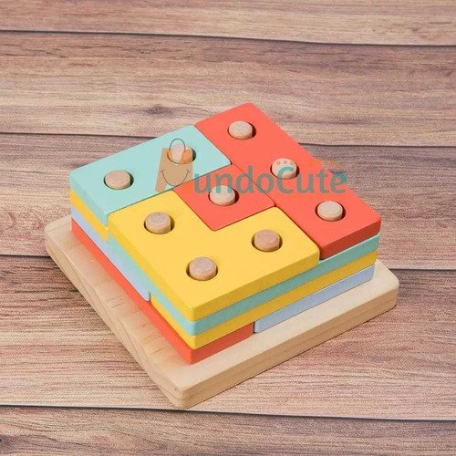 Juego Bloques Montessori Madera 4 En 1 Juguetes Didácticos