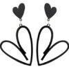 Aretes Corazón - Pendientes Cute Accesorios Para Mujer Negro