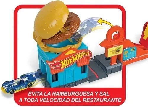 Pista Tienda Hamburguesas Hotwheels  City Burguer Azul