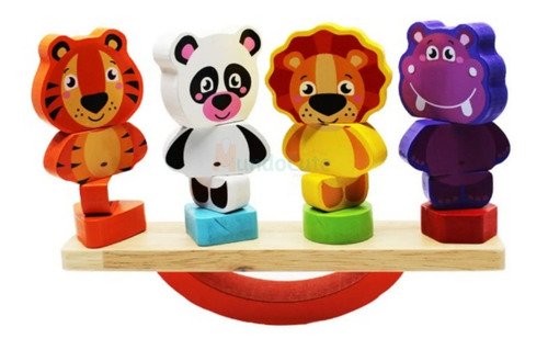 Set De Animalitos Balanza Madera Montessori