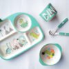 Set Vajilla Fibra Bambú Plato Comida Bebes Niños Maneaje