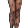 2 Pantimedias Medias Largas Calavera Malla Mujer Negro Única