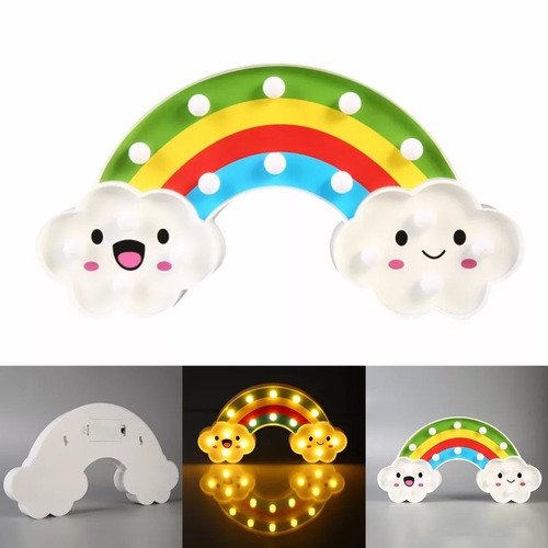 D_959523-MCO29483654809_022019-O.jpg Lámpara Niños Bebes Led Arcoiris Nube Mesita Noche Luz