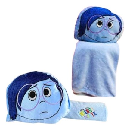 Cojín Con Cobija De Intensamente (tristeza Y Furia) Azul
