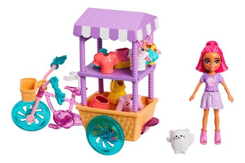 Set Polly Pocket Carrito De Bicicleta Dulces Sorpresas