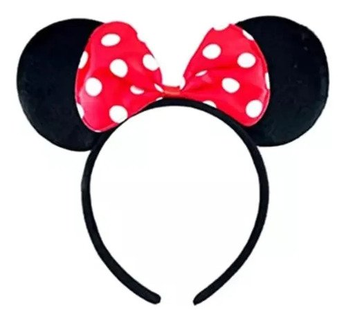 Diadema Minnie Mouse Con Orejas Y Moño Rojo Negro