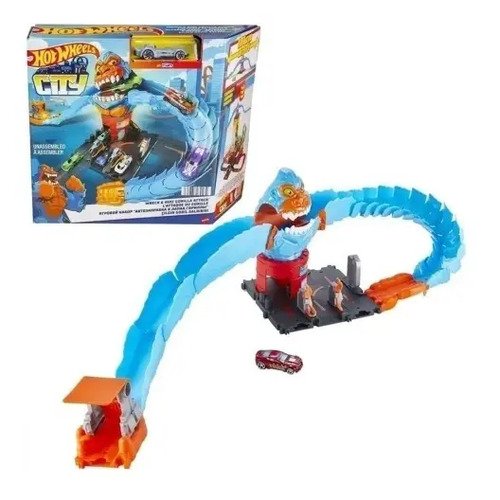 Pista Ataque Gorila Gigante Azul Hotwheels Carro Pequeño