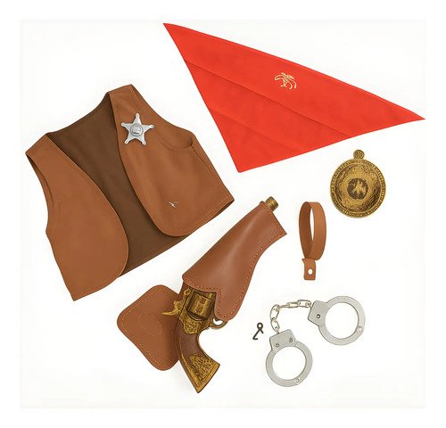 Kit Vaquero Completo - Chaleco, Pañoleta, Pistola Y Accesorios Incluidos Varios Unica