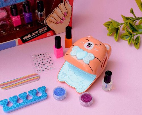 Set Esmaltes Niñas Uñas Secador Real Kit Manicure Juguete