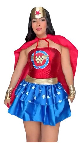 D_968674-MCO96768637537_102025-O.jpg Disfraz Niña Mujer Maravilla Disfraces Wonder Woman Heroina Rojo Única