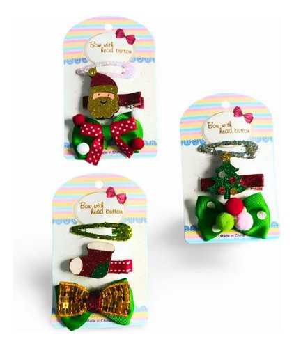D_969057-MCO81391793389_122024-O.jpg 3 Pinzas Para El Cabello De Navidad - Hermosos Diseños! Rojo
