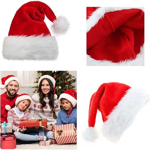 Gorro Navidad Gamuzado Pompon Navideño Calidad Premium Rojo