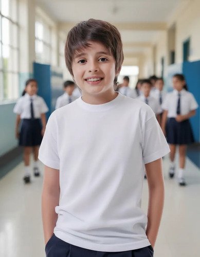 3 Camisetas Colegial Cuello Redondo X3 Unidades Uniforme