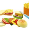 Set Comida Rápida Hamburguesas Juego Madera Roles Cocina