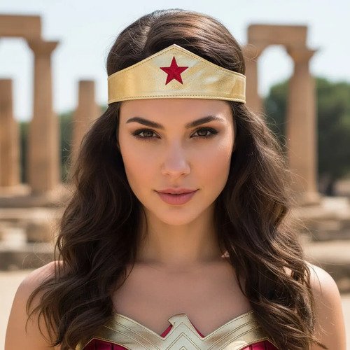 Kit Mujer Maravilla Completo - Escudo, Diadema Y Manillas Dorado Ajustable