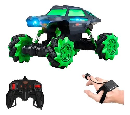 Espectacular Carro Con Control De Mano Luces Y Sonido Verde Musgo